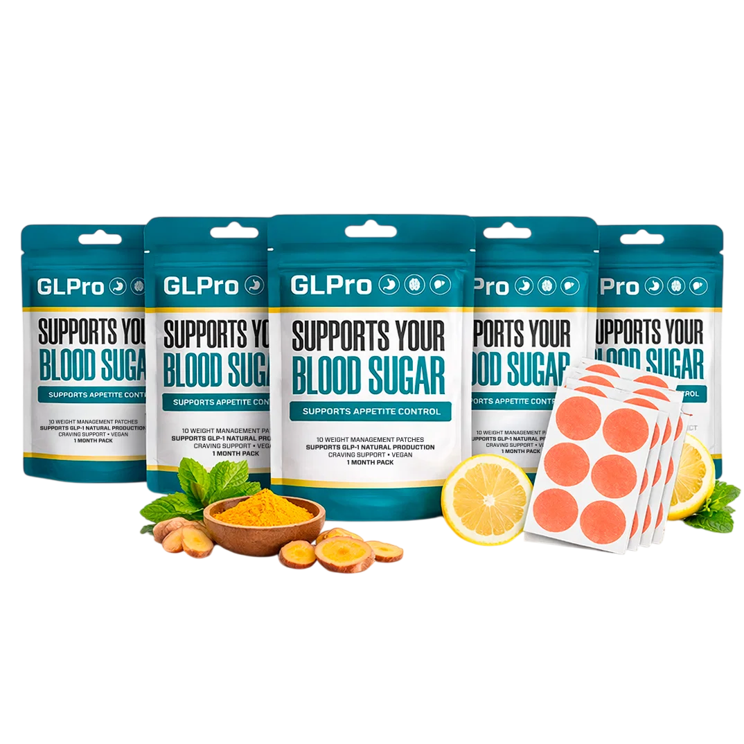 GLPro Patches product pouches with botanical ingredients