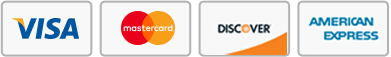 We accept Visa, Mastercard, Discover, and American Express